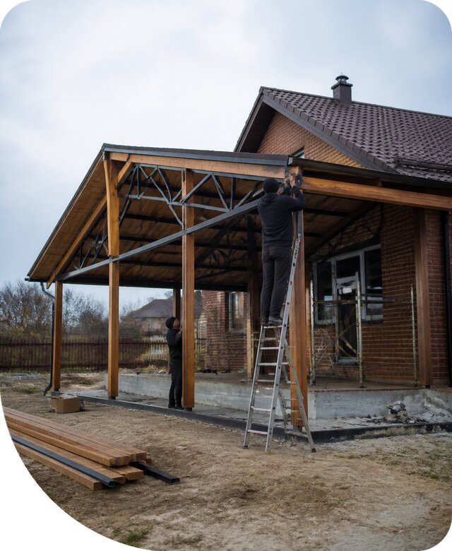 Пристройка навеса к дому и участку в Кулебаках под ключ